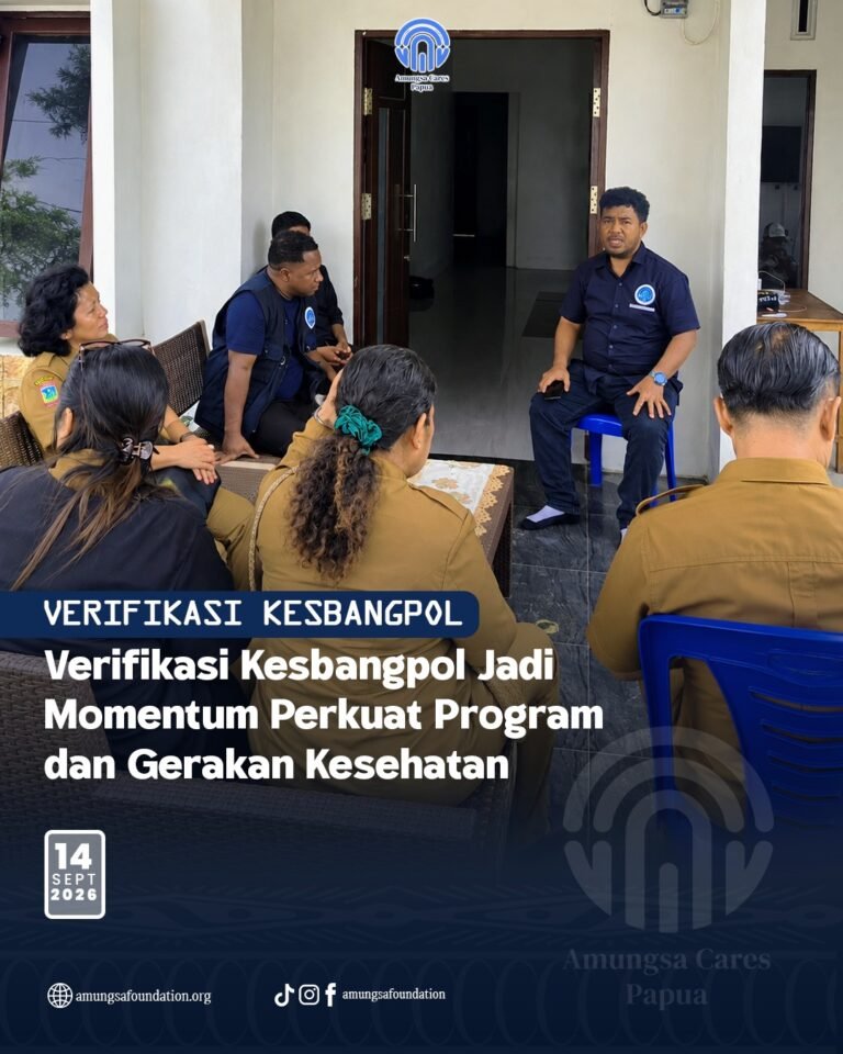 Sambangi Sekretariat Yayasan Amungsa Cares, Kesbangpol Mimika Lakukan Verifikasi Lapangan dan Terima Cenderamata Masker Komitmen Kesehatan